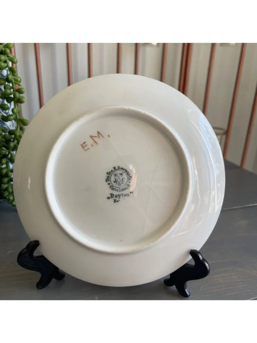 Antique The Geo H. Bowman Co Hand Painted Floral Plate
